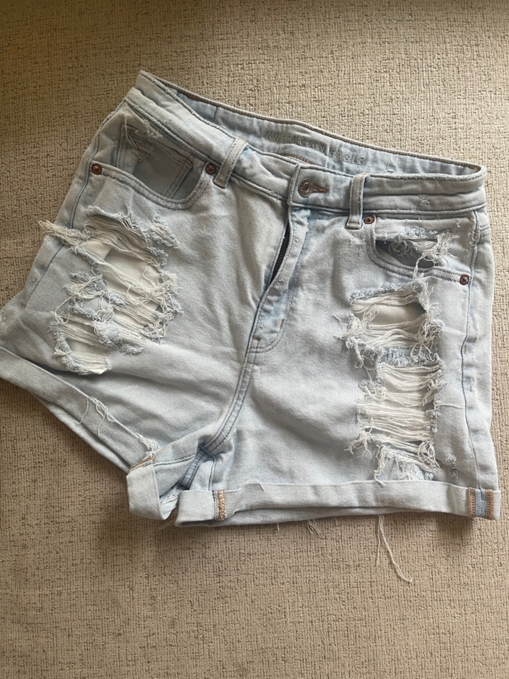 American eagle stretch mom shorts sz 10 light Wash Distressed Denim Shorts Women